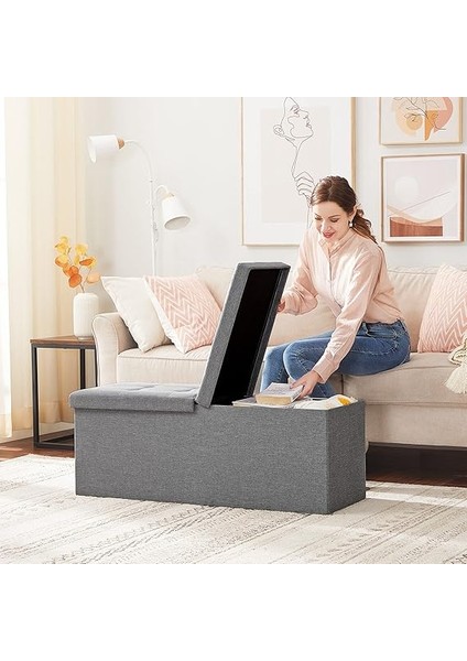 Depolama Alanlı Tabure, 110 x 38 x 38 Cm, 300 Kg'a Kadar Dayanıklı, Açık Gri LSF71G fiyatları