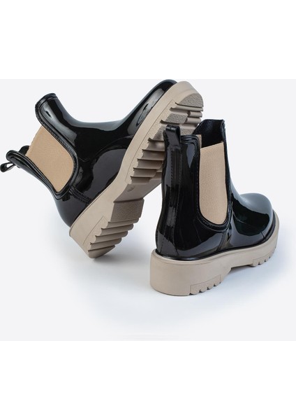 Kadın Parlak Chelsea Yağmur Botu –kalın Taban Bot fırsatları