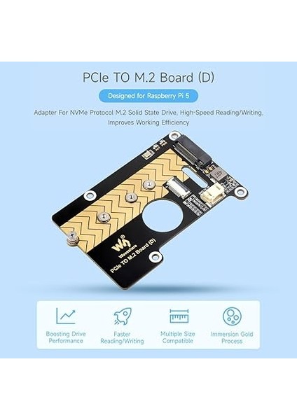 Pcıe M.2 Adaptör Kartı (D), Raspberry Pi 5 ile Uyumlu, Nvme Protokolü M.2 Katı Hal Sürücüsünü Destekler, Yüksek Hızlı Okuma/yazma modelleri