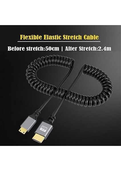 Mini HDMI 2.0 Erkek HDMI Erkek 4 K 60hz Streç Sarmal Kablo Düz Konnektör Hdtv Bilgisayar Laptop Monitör Için modelleri