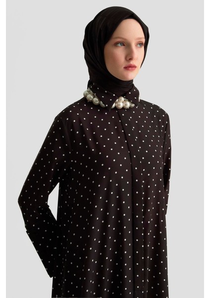 Puantiyeli Elbise 25KD1007 Siyah modelleri