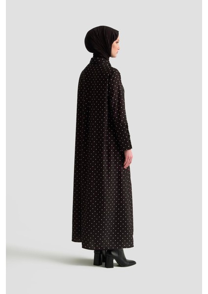 Puantiyeli Elbise 25KD1007 Siyah indirimleri