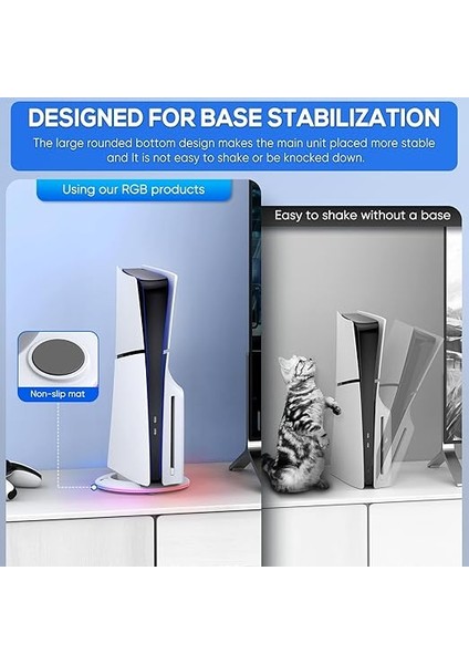 14 Işık Modlu Ps5 Slim Disc ve Digital Edition Için LED Dikey Stand, Vidalar ve USB Kablosu ile Ps5 Slim Konsol Için Rgb Taban Standının Değiştirilmesi (Siyah) fırsatları