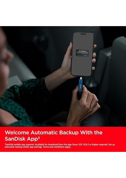 Phone Drive, Flash Sürücü 2'si 1 Arada, iPhone Bellek 128 GB (Iphone, Ipad, Pc ve Mac Için, Otomatik Yedekleme, Lightning ve USB Type-C Bağlantısı, Şifreleme) Metalik Sky modelleri