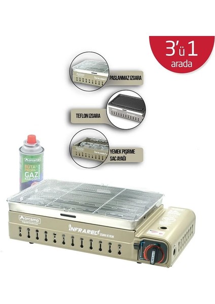Dumansız Portatif Izgara Ocak - Orcamp - Bej (CK-507) modelleri