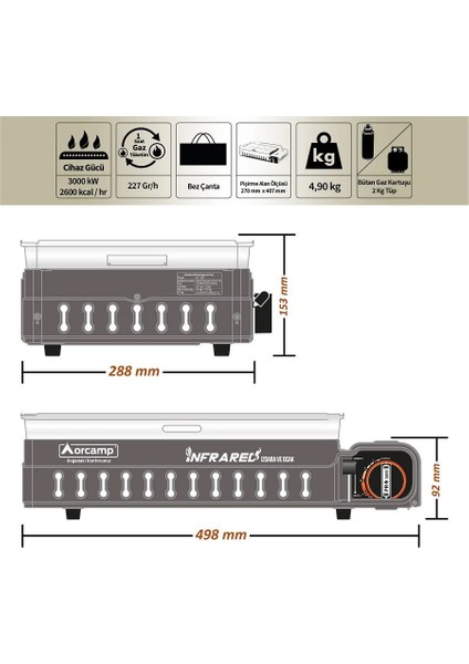 Dumansız Portatif Izgara Ocak - Orcamp - Bej (CK-507) indirimleri