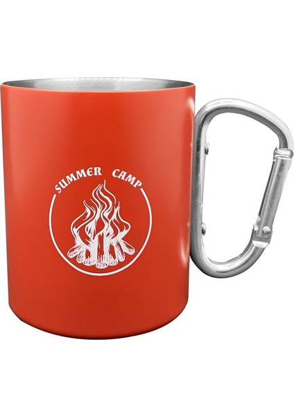 Karabina Saplı Paslanmaz Çelik Kupa Bardak - Orcamp - Kırmızı (OUT-1850)