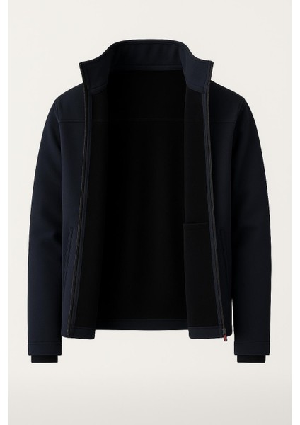 Erkek Içi Polarlı, Şapkası Çıkarılabilir Su ve Rüzgar Geçirmez Softshell spor mont