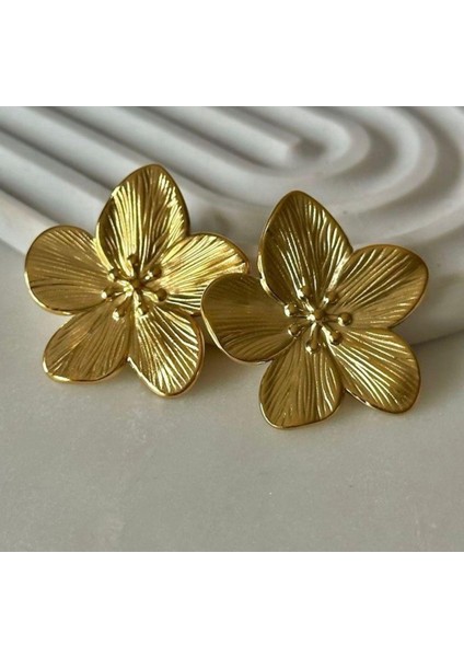 Çelik Gold Çiçek Model Küpe fiyatları