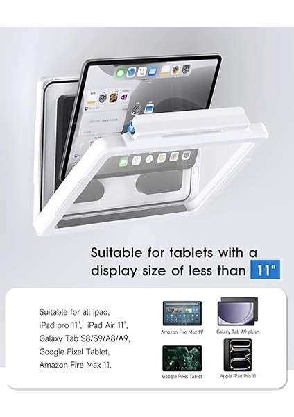 Duş iPad Tutucu, Su Geçirmez, 480° Dönebilir, Geri Çekilebilir Ayarlanabilir, 11 Inç'e Kadar Duvara Monte Edilebilir, Banyo Küveti Için Duş Tableti Tutucu, 2 Yapıştırıcı, Ipad, iPad Pro 11, indirimleri