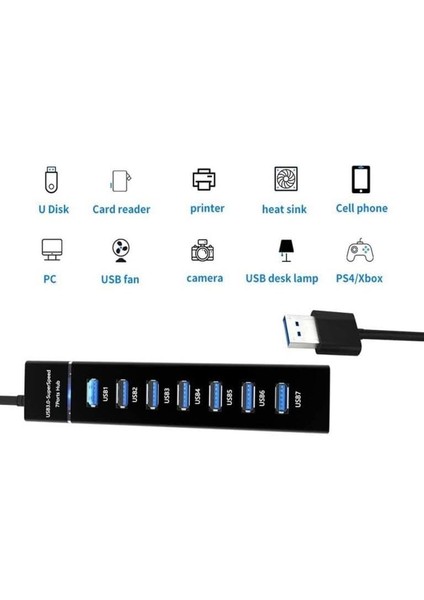 PX-3017 Onezero 1.2 Metre Usb3.0 Hub, 7 Port USB 3.0 Çoklayıcı, USB Çoklayıcı Siyah, 7 Port USB Hub fiyatları