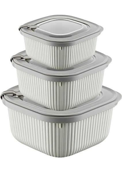 Home 3'lü Microline Saklama Kabı Seti, 600-1100-1800 Ml, Hava Tahliye Kapağı ile Mikrodalgada Kapağı Kapalı Isıtma, Vakumlu, Sızdırmaz, Bpa Free, Silikon Kapaklı,gıda Saklama Pp (Krem)