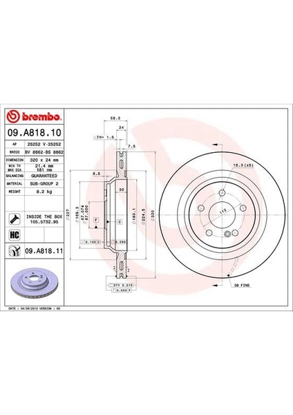 FREN DISKI ARKA MERCEDES AMG W221 C216 W222 R230 A2214231012 (2 ADET)