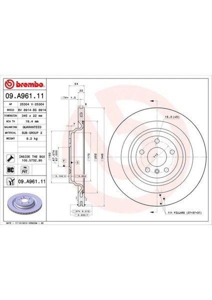 FREN DISKI ARKA 4-MATIC MERCEDES W166 10166 C292 A1664230212 (2 ADET)