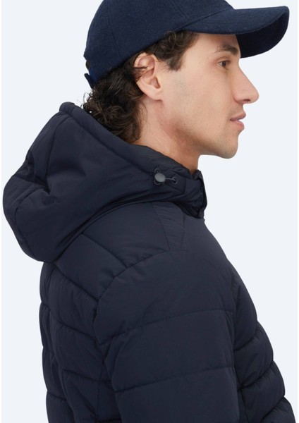 Lacivert Regular Fit Kapüşonlu Casual Dokuma Mont modelleri