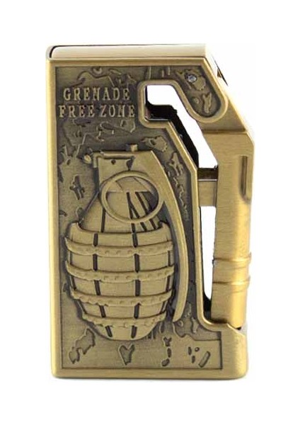 El Bombası Kabartmalı Metal Tek Torchlu Gazlı Çakmak 1 Adet