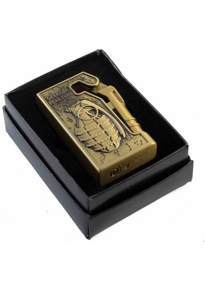 El Bombası Kabartmalı Metal Tek Torchlu Gazlı Çakmak 1 Adet