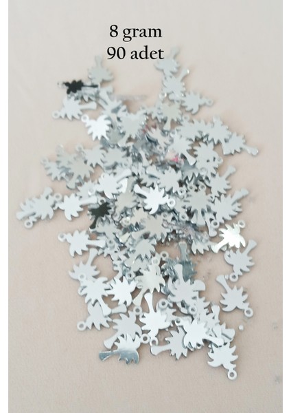 Oya Abiye Bileklik Kolye Pleksi Metalik Plastik Pul Gümüş Renk 8 Gram 90 Adet - BNC506