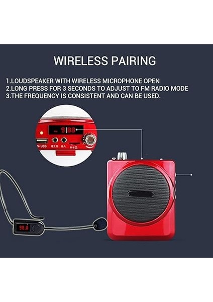 Kablosuz Fm Kondenser Mikrofon Kulaklıklı Megafon Radyo Mikrofonu Satıcı Öğretmen Host Konuşmacısı Için (Siyah) modelleri