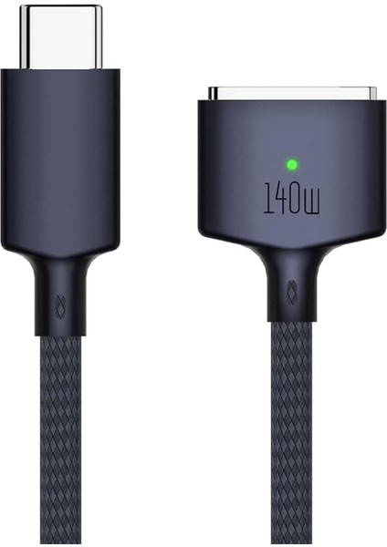 140W Usb-C - Manyetik 3 Kablo, MacBook Air (M2, 2022) ve MacBook Pro 14" 16" (M2, 2023), MacBook Pro 14" 16" (M1, 2021), MacBook Için Güvenli 3 Şarj Kablosu - 6.6ft (Gece Yarısı)