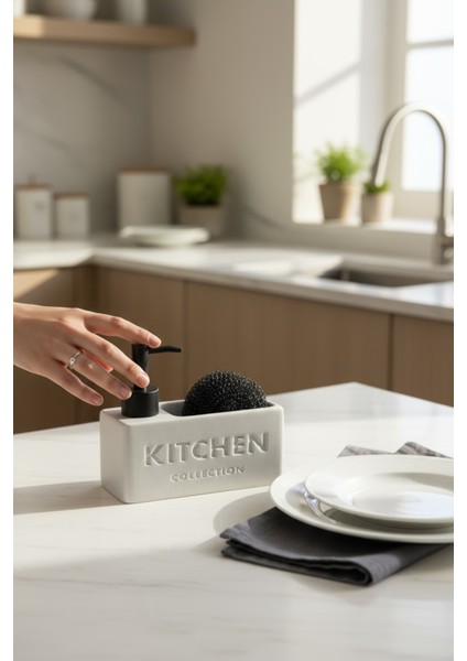 Süngerli Sıvı Sabunluk Seti Pinterest Model Sünger & Sıvı Sabunluk(Antrasit)