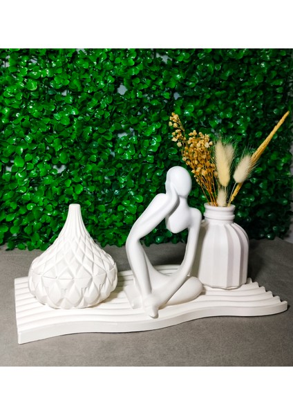 Ev Dekorasyon Seramik Set -Mumluk ,insan Figürü ve Vazo modelleri