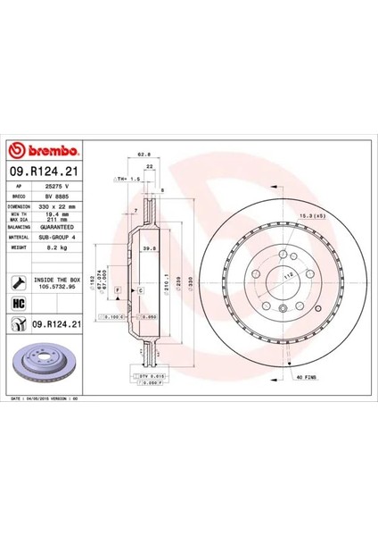 FREN DISKI ARKA 4-MATIC MERCEDES 10164 W251 W164 A1644231312 (2 ADET)