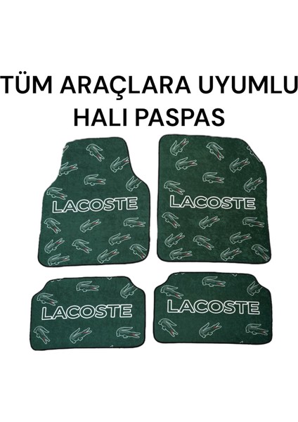 Lüx Oto Halı Paspas Desenli Yıkanabilir Universal (Her Araca Uyumlu)(Lacost Yeşil)