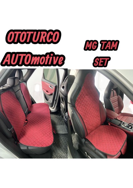 Mg F1 Koltuk Uyumlu Ototurco Ergonomik,terletmez Keten Koltuk Kılıfı-Minderi(7 Parça)Kırmızı