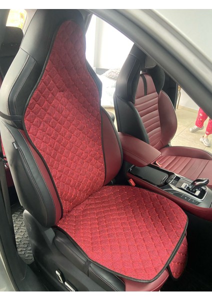 Mg F1 Koltuk Uyumlu Ototurco Ergonomik,terletmez Keten Koltuk Kılıfı-Minderi(7 Parça)Kırmızı