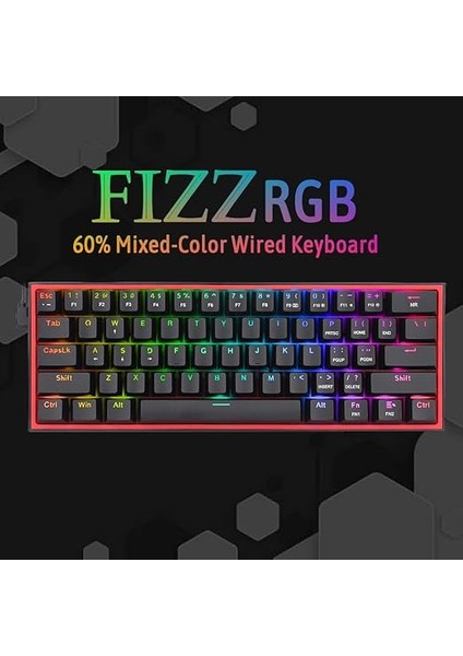 K617-RGB 16,8 Milyon Rgb Aydınlatma, Red Switch Fizz%60 Q Türkçe Kablolu Mekanik Oyuncu Klavyesi Siyah fiyatları