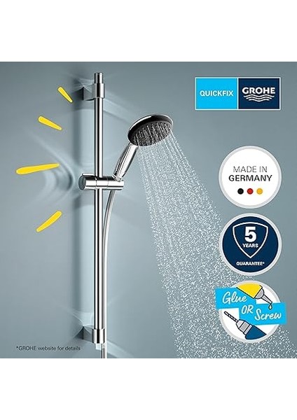 Vitalio Start 110 Sürgülü Duş Seti, 110MM Yuvarlak 1 Akışlı El Duşu, 600MM Sürgülü Ray, 1750MM Duş Hortumu, Duş Başlığı Seti, Krom, 27942001 fiyatları