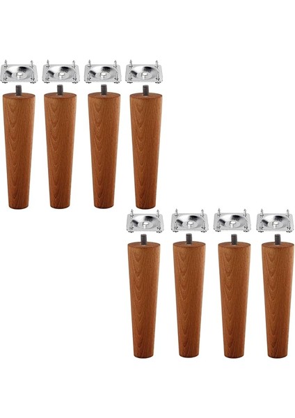 Adet Ahşap Ayak 15 cm Açık Meşe M8 Civatalı Bağlantı Aparatlı Dolap Mobilya Koltuk Kanepe Destek Ayağı Ayakları