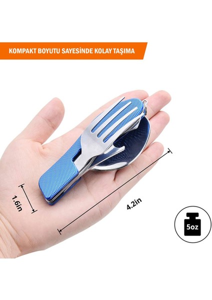 Kamp Çatal&kaşık&bıçak Seti - Orcamp - Kırmızı (OUT-1350) fırsatları