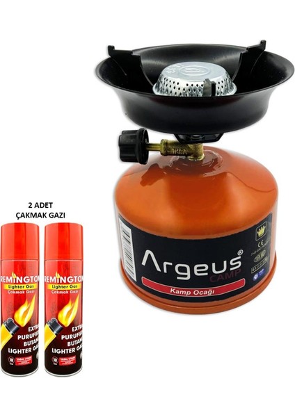 Argeus Stone Kamp Ocağı ve Çakmak Gazı Seti Turuncu (203)