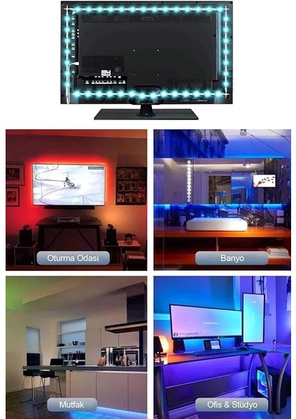 Metre Rgb Şerit LED Seti-Iç ve Dış Mekan Silikonlu-Tak Çalıştır fırsatları
