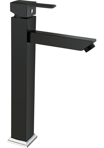 Hms Kare Aç Kapa Çanak Tipi Uzun Yüksek Lavabo Bataryası Siyah