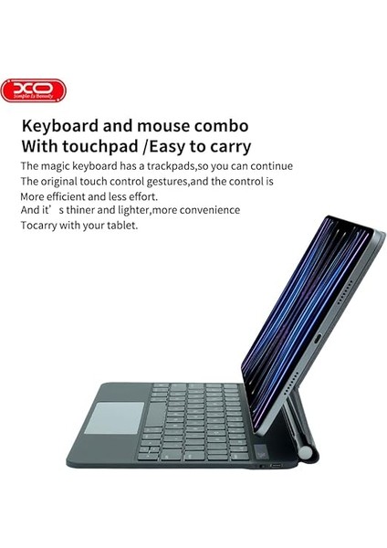 iPad Pro 11 ile Uyumlu (1.-2.-3.-4. Nesil) / 4-5-6 iPad Air ile Uyumlu Kablosuz Bluetooth Klavye 10.9''/11'' – Touchpad’li, Dijital Ekranlı, Şarj Edilebilir, Türkçe Q, 64 Tuşlu, KB09, Siyah indirimleri