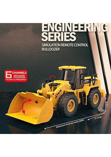 Kumandalı 40 Mhz Tam Fonksiyonlu Rc Iş Araçları LED Işıklı Kepçeleri, Damperi ve Vinç Hareketlidir (Kule Vinç-Kepçe-Bulldozer-Kamyon) (Bulldozer) modelleri