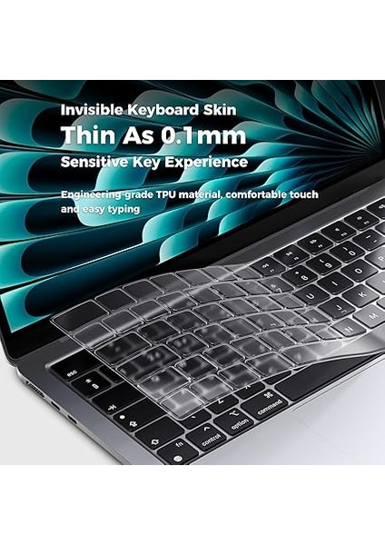 Klavye Kılıfı MacBook Air M4 M3 M2 Air 13,6 / Air 15 Inç 2025 2024 2023 2022, 2021-2024 Mac Pro 14/16 M1 M2 M3 M4 Pro/max, Ab Düzeni Klavye Koruyucu Film - Tpu Şeffaf modelleri
