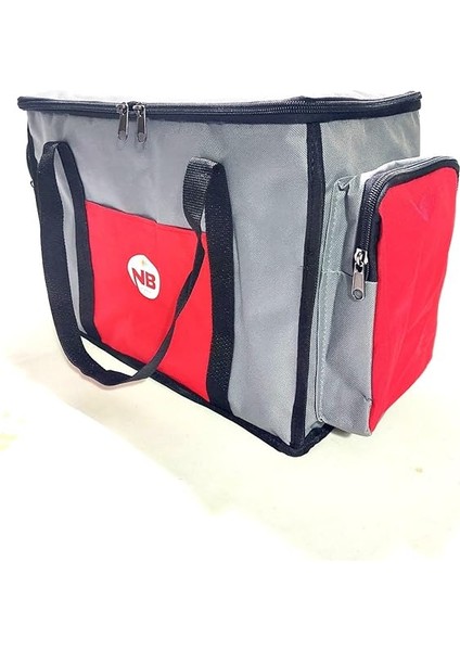 Yalıtımlı Piknik Soğutucu Çanta, Yan Cepli, Taşıma Askılı, Orta Boy, (Gri-Kırmızı) modelleri