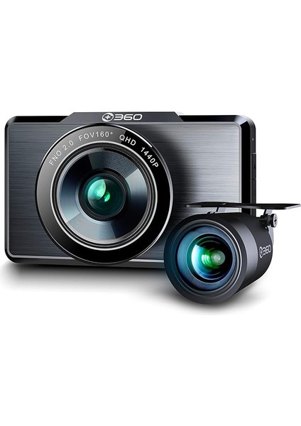 360 G500H Ön 2k-Arka 1080P 160° Geniş Açı Gece Görüşü Dahili Gps Akıllı Araç Içi Kamera