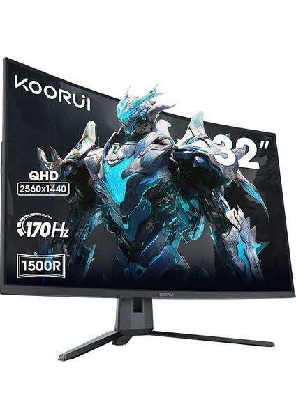31.5 Inç Bilgisayar Monitörü Qhd 1440P Ultrageniş Oyun Monitörü 170Hz Va 1500R Monitör, Ultra Ince, HDMI X2 /dp, Vesa Uyumlu, Eğim Ayarı, Göz Koruma