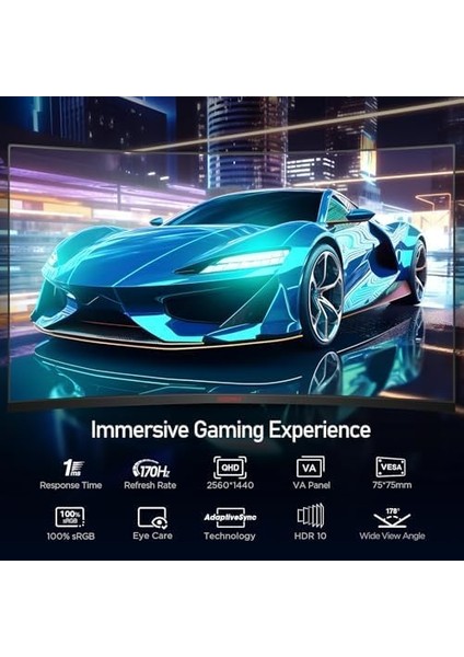 31.5 Inç Bilgisayar Monitörü Qhd 1440P Ultrageniş Oyun Monitörü 170Hz Va 1500R Monitör, Ultra Ince, HDMI X2 /dp, Vesa Uyumlu, Eğim Ayarı, Göz Koruma fiyatları