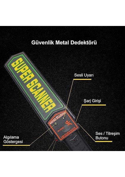 Süper Scanner MD-3003B1 El Tipi Üst Arama Dedektörü 9V Pil Dahil fırsatları