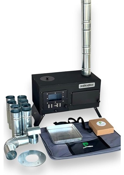 Katlanır Ayaklı Kuzineli Kamp ve Çadır Sobası Çantalı