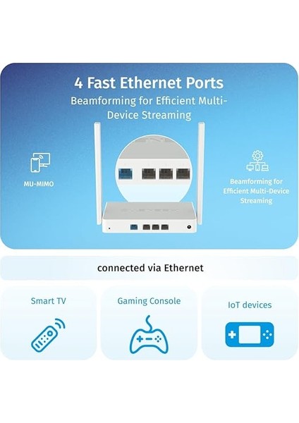 Explorer AC1200 Wi-Fi Mesh Ebeveyn Kontrol Fiber Vpn Router Menzil Genişletici Access Point 4X100MBIT/S KN-1613 modelleri