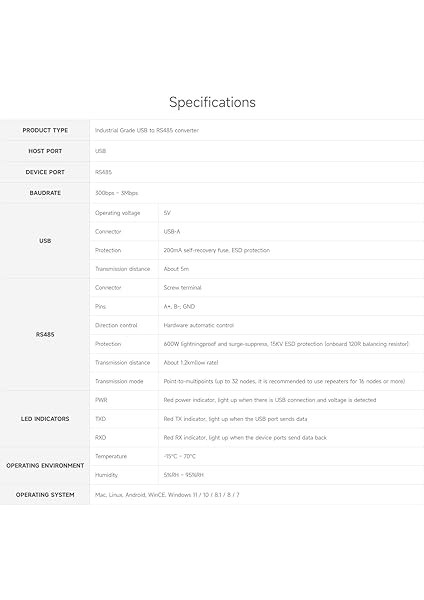 Industrial USB To RS485 Bidirectional Converter Onboard Original CH343G Multi-Protection Circuits indirimleri