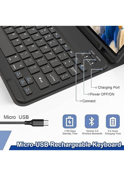 Bt Klavye Kalem Yuvası ile Taşınabilir Ayrılabilir Tablet Koruyucu Kılıf Samsung Tab A7 10.4 2020/T500/T505/T507 Pembe ile Uyumlu fırsatları