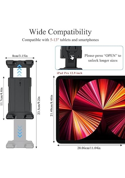 4,7-13 Inç Tablet Akıllı Telefon Eokuyucu Için Evrensel Tablet Duvar Montaj Tutucu, Ipad, Iphone, Kindle Fire Hd, Galaxy Tab, Switch, Delinmiş Vidalı Montaj ile Uyumlu 360° Ayarlama modelleri